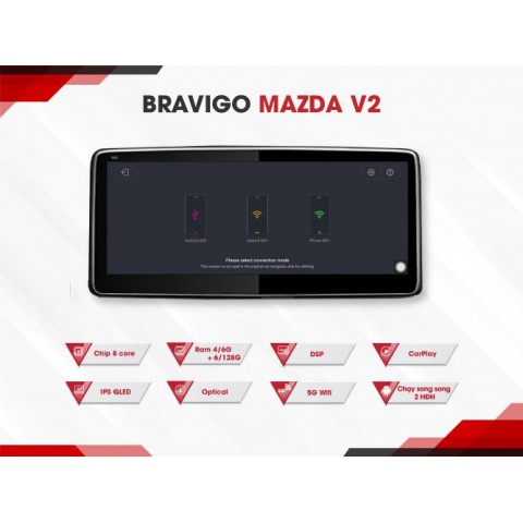 Màn hình Android ô tô Bravigo Mazda V2 (4G+64G)