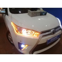 Toyota Yaris lên Bi pha Aozoom Jaquar - Bi gầm Led Aozoom