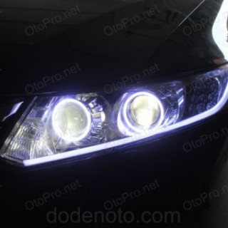 Độ 2 bi xenon, angel eyes LED, mí khối trắng vàng, xi nhan qblock cho Civic 2013