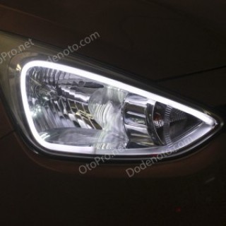 Độ dải LED mí khối trắng vàng cho xe Hyundai I10