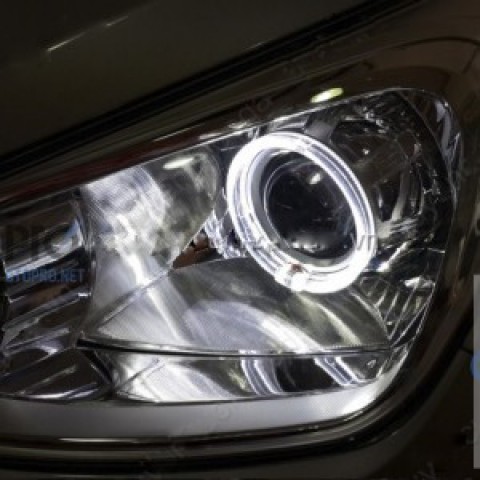 Độ đèn pha bi xenon, angel eyes LED cho xe Grand i10