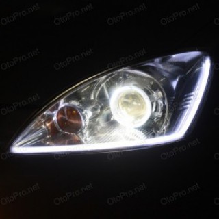 Độ bi xenon, angel eyes BMW, dải LED mí khối Lancer Gala