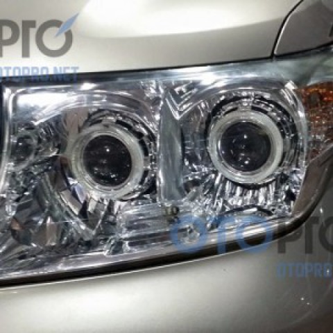 Độ đèn pha bi xenon, angel eyes LED xe Land Cruiser