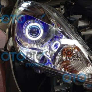 Độ đèn bi xenon, angel eyes LED cho xe Nissan Sunny