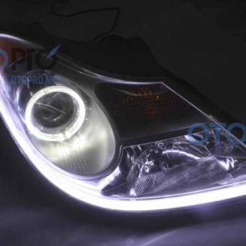 Veracruz độ đèn bi Audi Q5, độ angel eyes BMW, LED mí 2 màu 