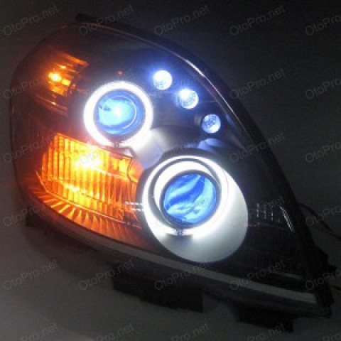 Đèn pha độ LED nguyên bộ xe Teana đời 04-07 mẫu 1 chóa đen