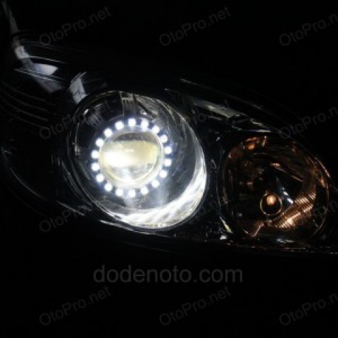 Độ đèn bi Q5, vòng Angel eyes LED lens cho xe Ford Escape