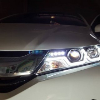 Đèn pha độ LED nguyên bộ cho Honda City 2014-2016 mẫu M4 chóa trắng