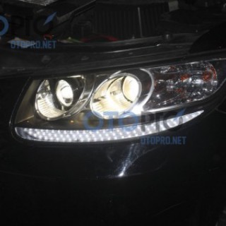 Độ bi xenon, dải LED daylight dạng hạt xe Santafe 2008