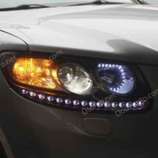 Độ dải LED mí,vòng Angel Eyes cho xe Hyundai Santafe