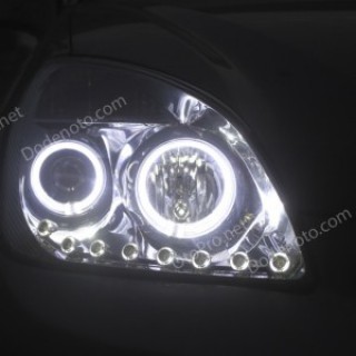 Độ đèn dải LED mí oblock, angel eyes kiểu BMW cho Carens