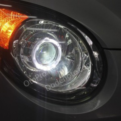 Độ đèn bi xenon, angel eyes LED kiểu BMW cho Morning 2010