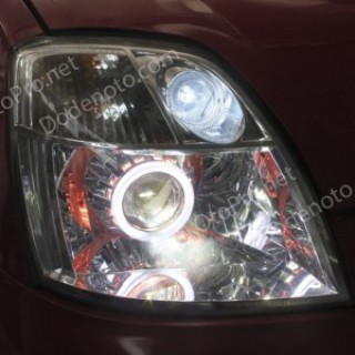 Độ đèn bi xenon, angel eyes LED cho Kia Morning 2005