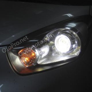 Độ đèn bi xenon, angel eyes LED kiểu BMW cho xe Morning 2012