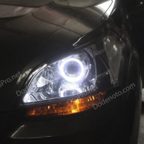 Độ đèn bi xenon, angel eyes kiểu BMW cho xe Kia Soul
