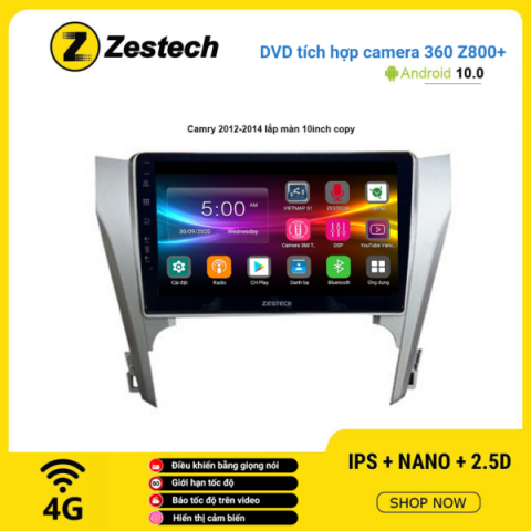 Màn hình DVD Zestech tích hợp Cam 360 Z800+ Toyota Camry 2012 – 2014