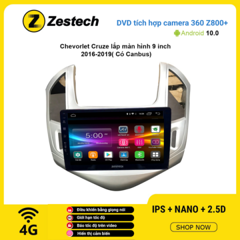 Màn hình DVD Zestech tích hợp Cam 360 Z800+ Chevrolet Cruze 2016