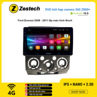 Màn hình DVD Zestech tích hợp Cam 360 Z800+ Ford Everest 2009 – 2011