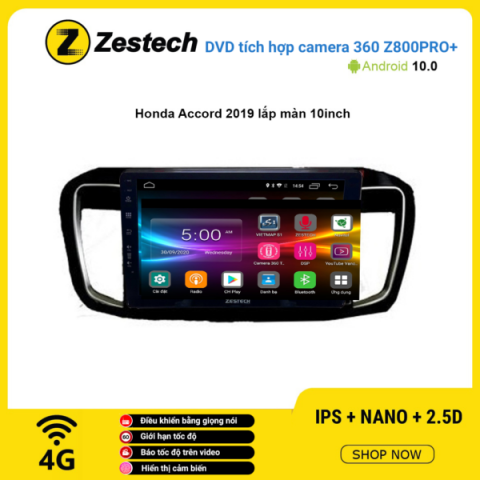 Màn hình DVD Zestech tích hợp Cam 360 Z800+ Honda Accord 2019