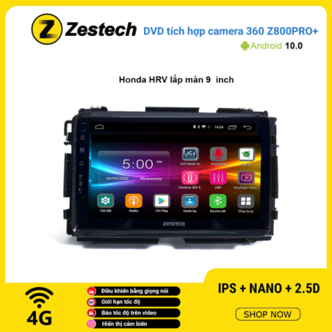 Màn hình DVD Zestech tích hợp Cam 360 Z800 Pro+ Honda HRV lắp màn 9 inch