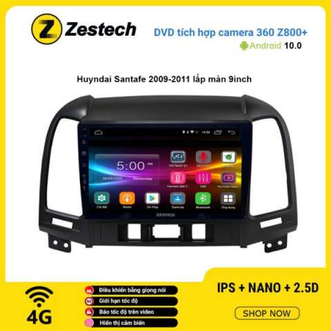 Màn hình DVD Zestech tích hợp Cam 360 Z800+ Hyundai Santafe 2009 – 2011