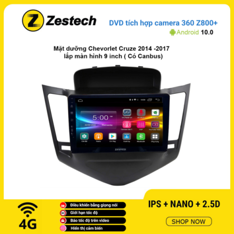 Màn hình DVD Zestech tích hợp Cam 360 Z800+ Chevrolet Cruze 2014 -2017