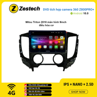 Màn hình DVD Zestech tích hợp Cam 360 Z800 Pro+ Mitsubishi Triton 2018 điều hòa cơ