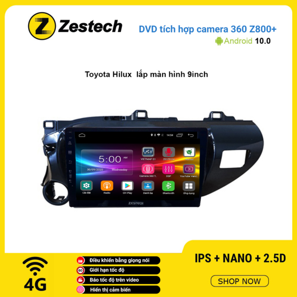 Màn hình DVD Zestech tích hợp Cam 360 Z800+ Toyota Hilux
