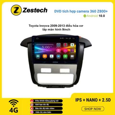 Màn hình DVD Zestech tích hợp Cam 360 Z800+ Toyota Innova 2009 – 2013 điều hòa cơ