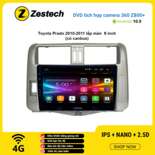 Màn hình DVD Zestech tích hợp Cam 360 Z800+ Toyota Prado 2010 – 2011