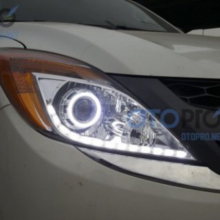 Mazda BT50 2015 độ đèn bi xenon, angel eyes, LED mí chạy