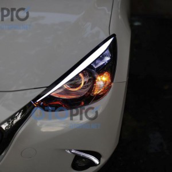 Mazda 2 2015-2016 độ đèn bi xenon, angel eyes, LED mí khối