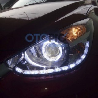 Mazda 2 2015 độ bi xenon, angel eyes, LED mí thủy tinh