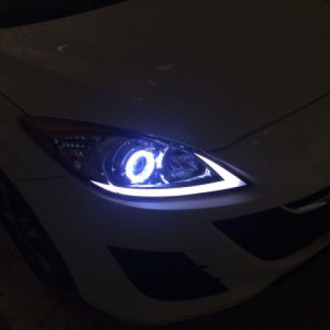 Mazda 3 độ đèn led mí khối vòng AE