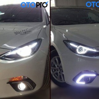 Độ xe Mazda3 – Độ đèn gầm LED + Đèn pha 2.0 và mặt ca lăng sao rơi + dán nóc panorama