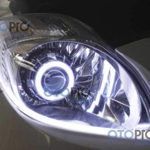 Độ đèn bi xenon, angel eyes, LED mí khối xe Vios 2010