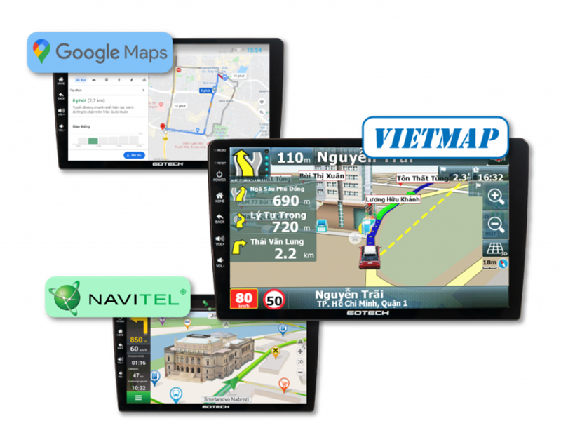 Xem bản đồ chỉ đường bằng màn hình android Gotech