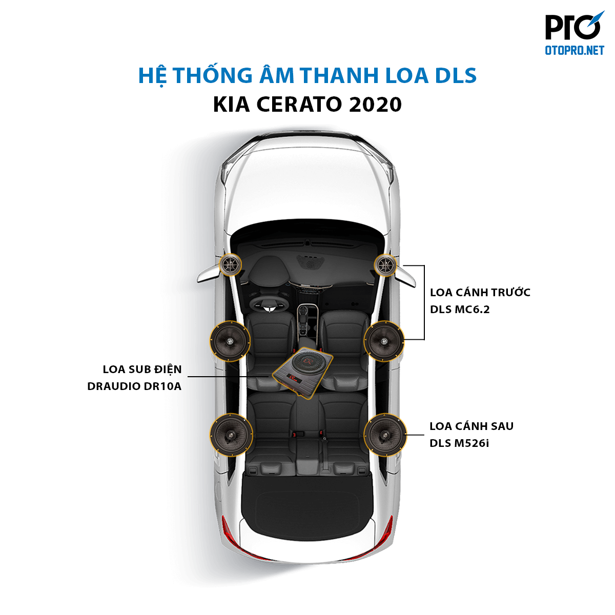 Độ loa Kia Cerato 2020 với cấu hình âm thanh loa DLS MC6.2