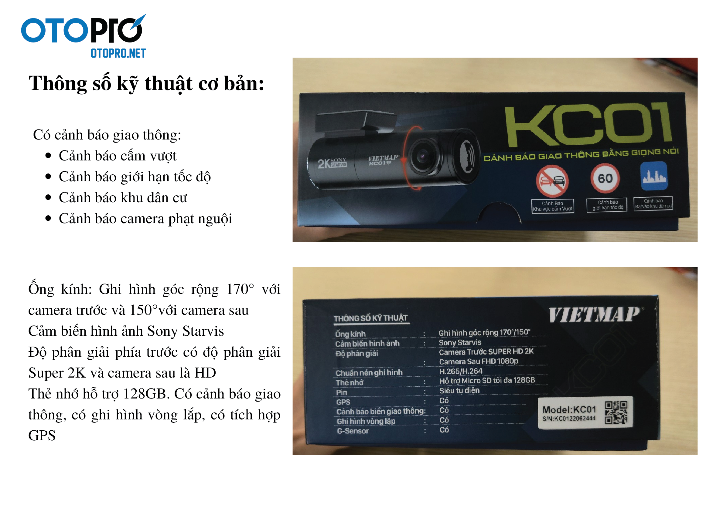 Camera hành trình VietMap KC01 Pro