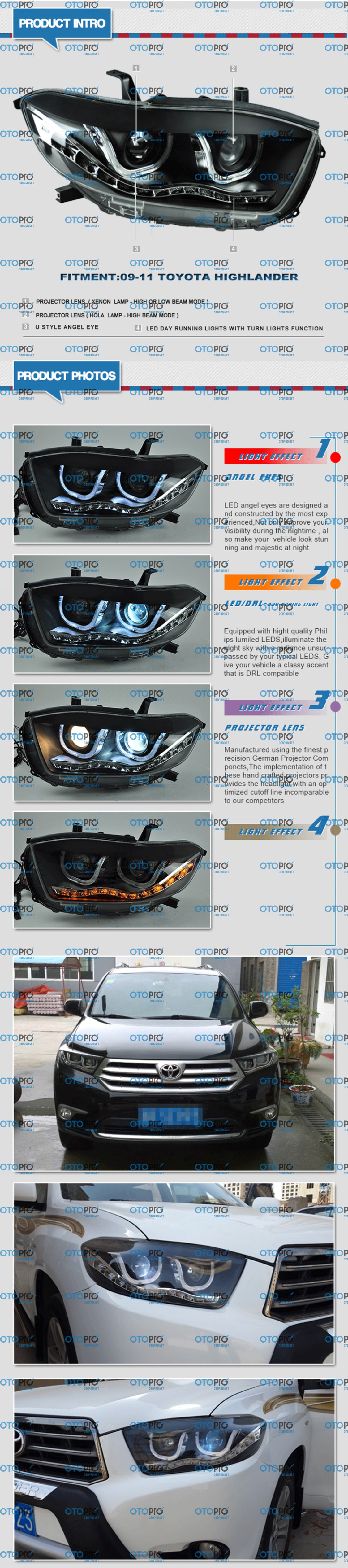 Đèn pha độ LED nguyên bộ cho xe Toyota Highlander 2009-2010 TLZ