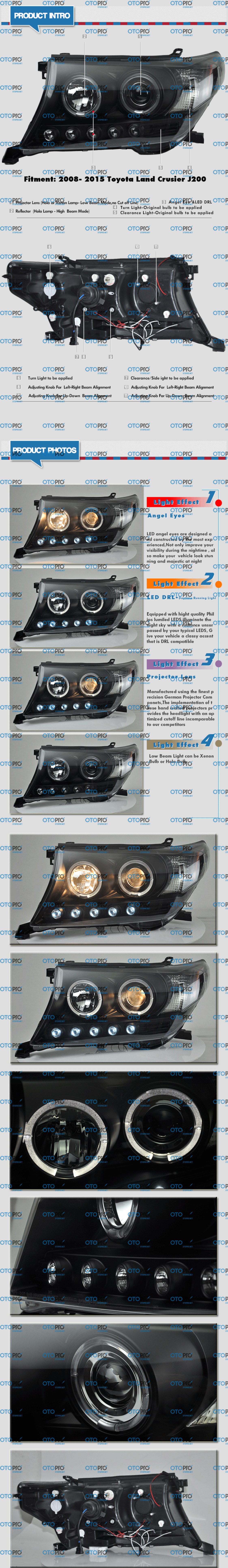 Đèn pha độ LED nguyên bộ cho xe Toyota Land Cruiser 2008-2015 mẫu 2