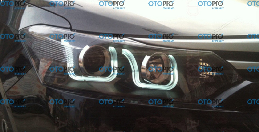 Đèn pha độ LED nguyên bộ xe Yaris 2014-2015 mẫu chữ U 2 bi