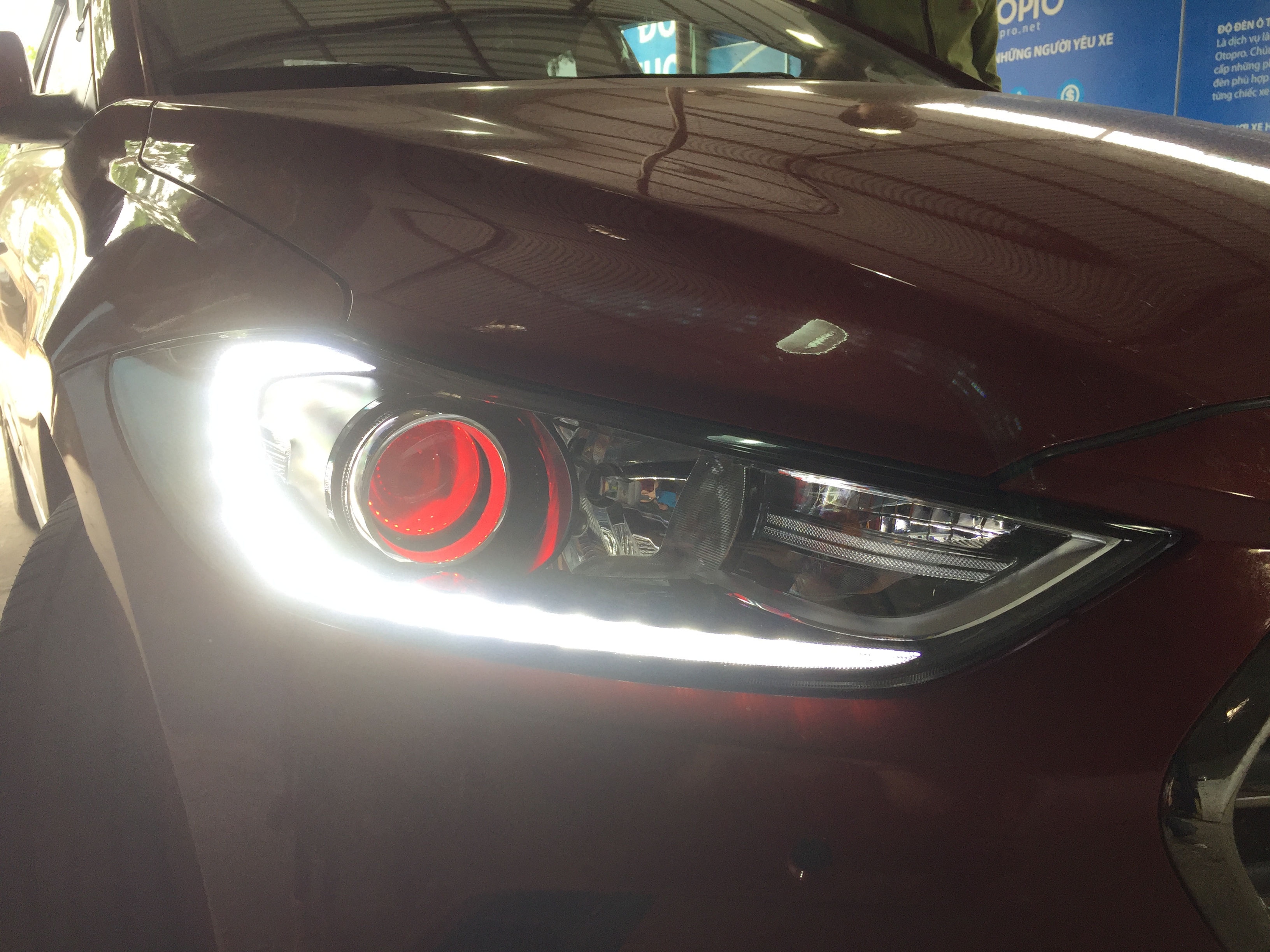 Hyundai Elantra độ bi hella5 , mắt quỷ đỏ, led gầm