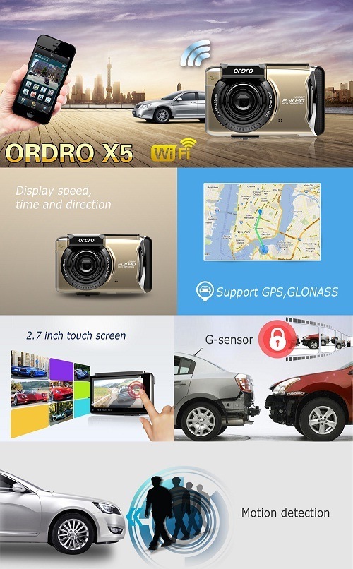 Camera hành trình Ordro X5 kết nối wifi cho xe Hyundai i10
