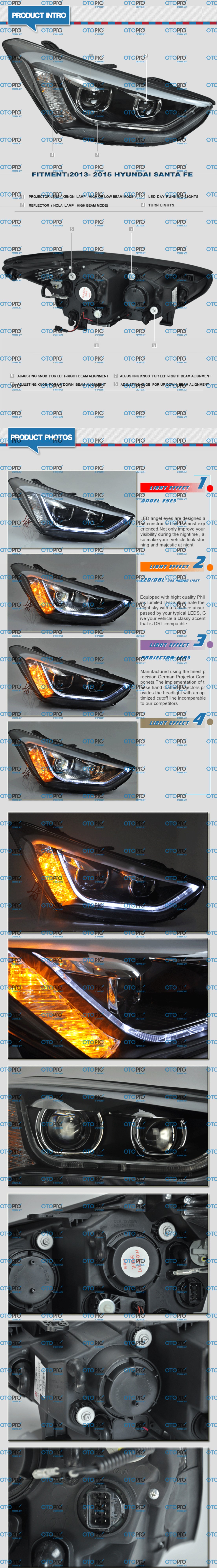 Đèn pha độ LED nguyên bộ cho xe Hyundai Santafe 2014-2015