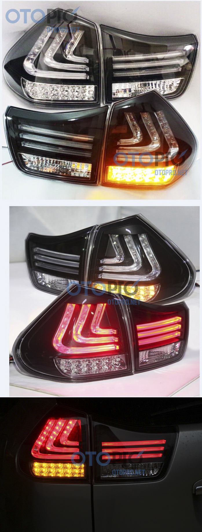 Đèn hậu độ LED nguyên bộ cho xe Lexus RX300-RX330-RX350 mầu khói