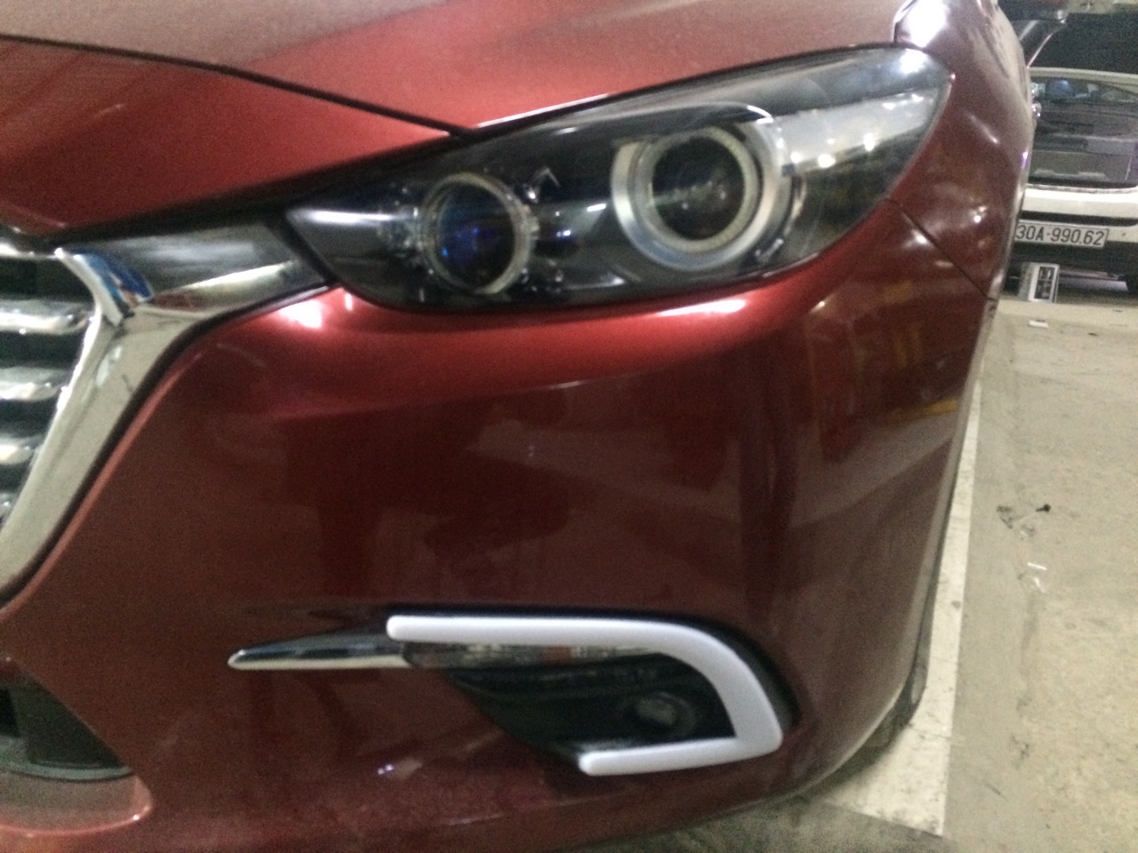 Mazda 3 2017 độ bi pha led mí khối mắt quỷ, mí gầm